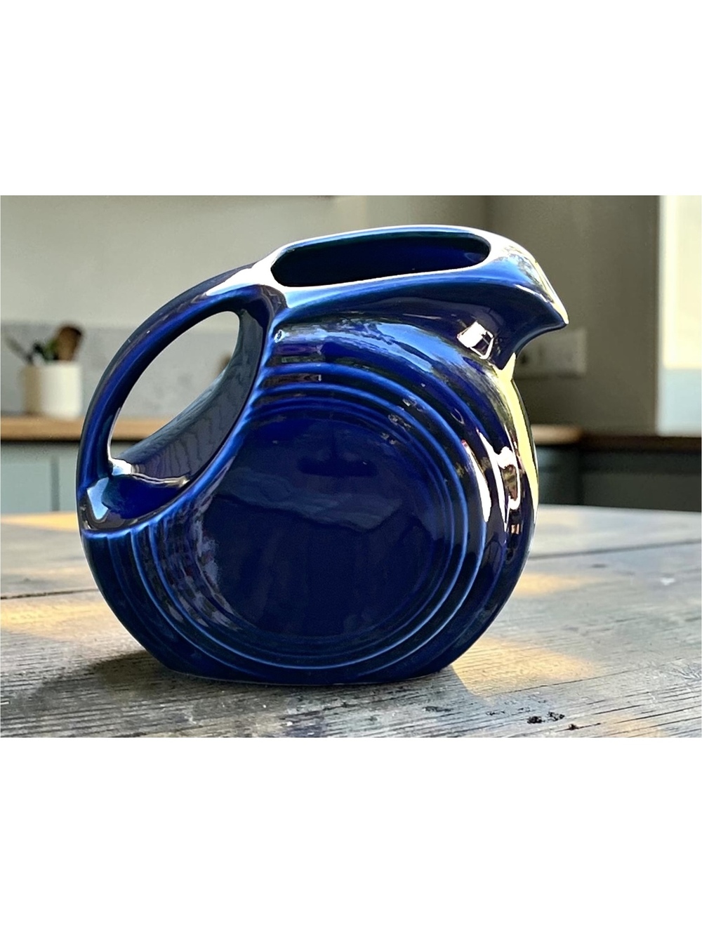 Fiesta Fiestaware Cobalt Blue Disc Pitcher 64 oz USA Ceramic Retro Serveware